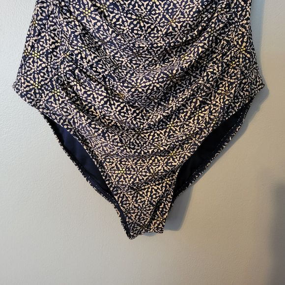 Niptuck Joanna Nautical Foil Navy/Gold Slimming  Shaping One Piece Swim Suit 6 - Picture 4 of 6